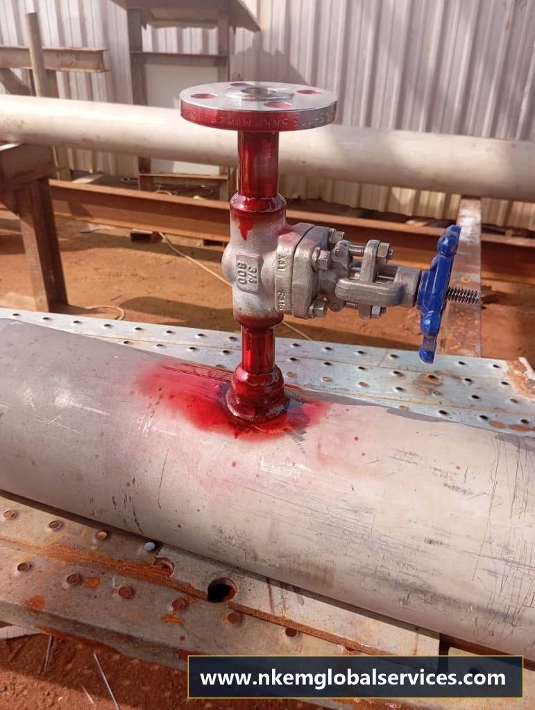 Non-Destructive Testing (NDT): Dye Penetrant (DPT) on welded branch connection